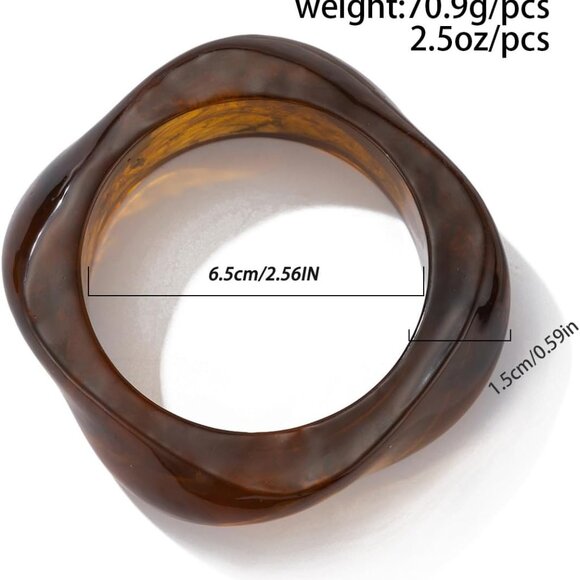 3Pcs Acrylic Bracelets Set Wide Chunky Resin Bangles Unique Jewelry for Women - Picture 6 of 7